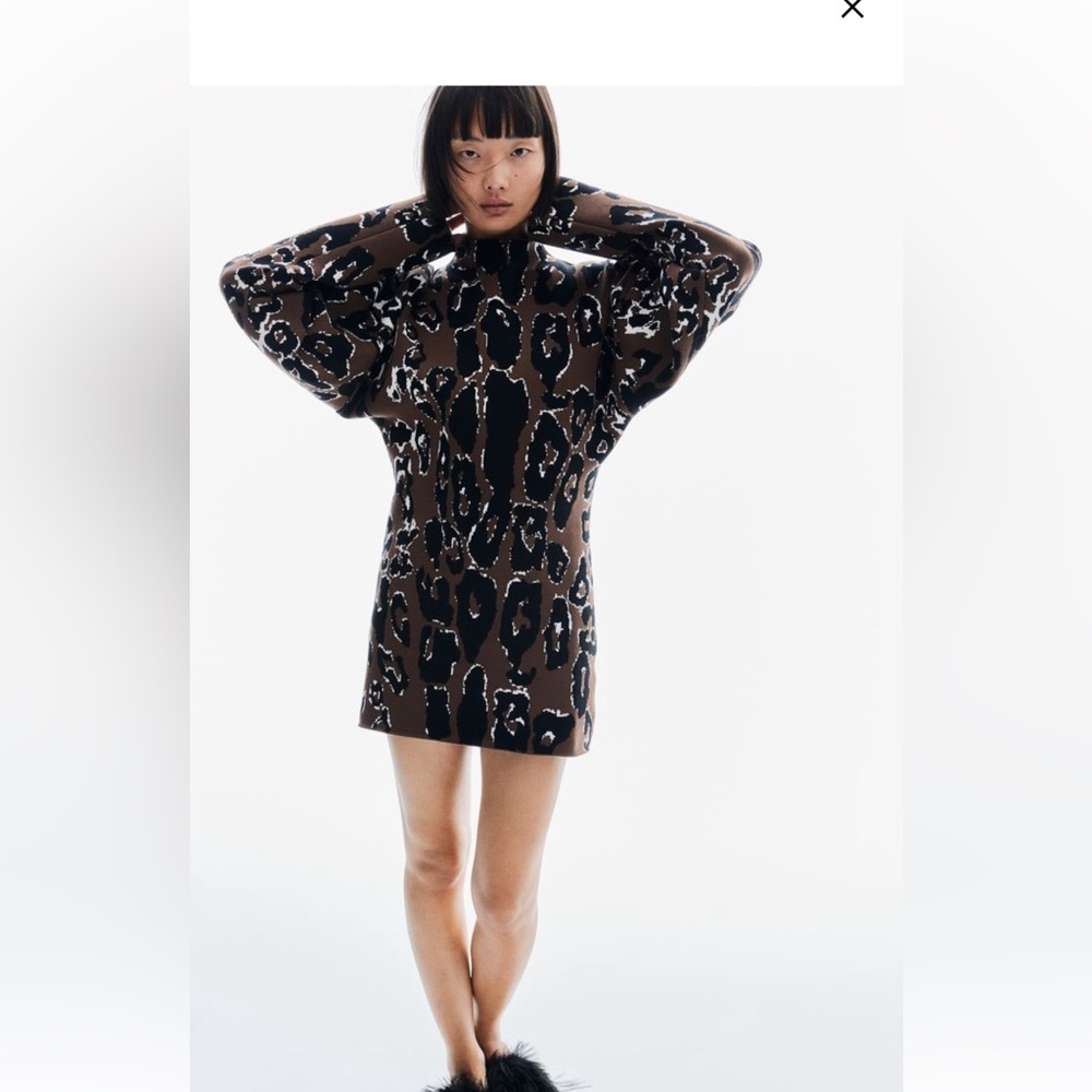 H&M Edition Jacquard-Knit Mock neck Sweater dress. NWT. Size M